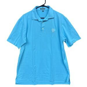 Peter Millar Mens Shirt Blue Solid Summer Comfort Crown Polo Stretch Large
